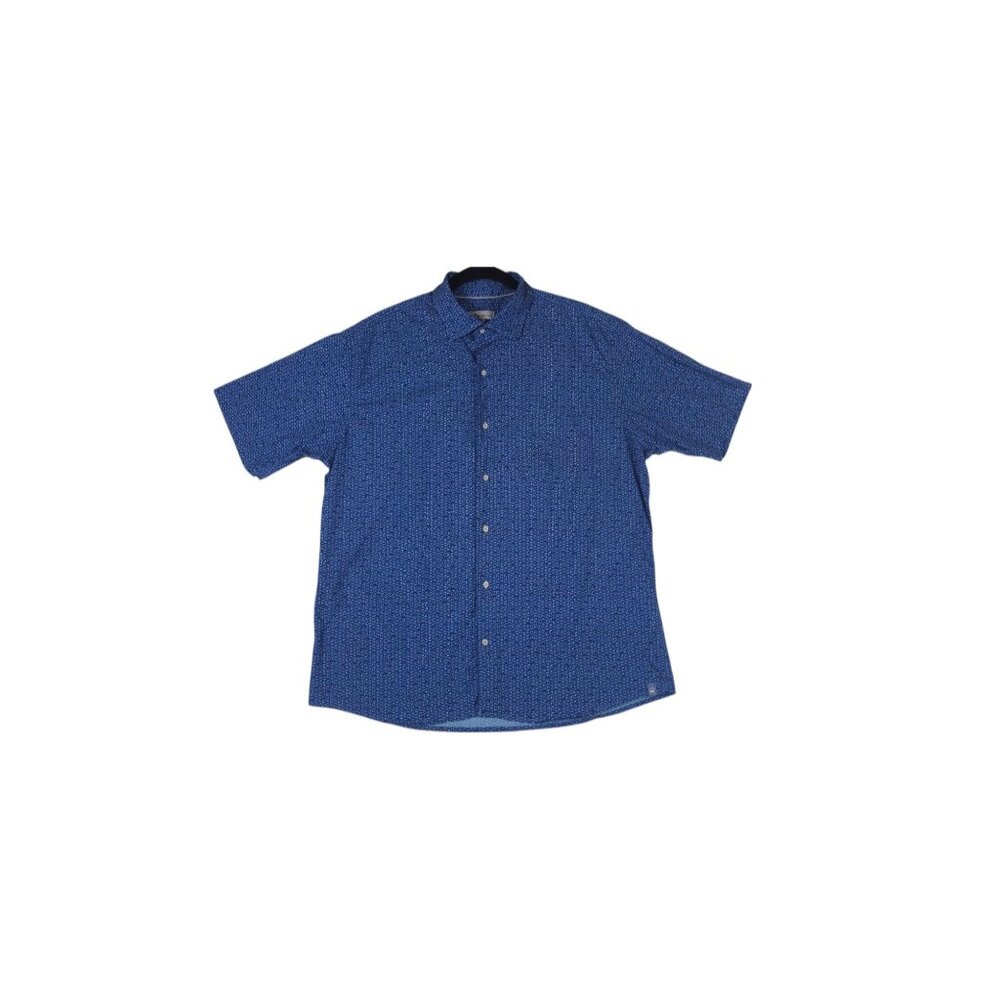 Peter Millar Mens Short-Sleeve Button-Up Shirt Blue Pattern L Cotton Blend